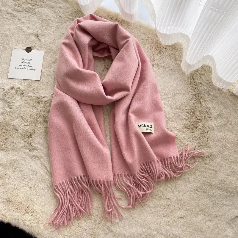 MAC049 Imitation Cashmere Solid Color Basic Tassel Scarf - Mariam's Collection