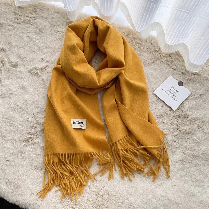 MAC049 Imitation Cashmere Solid Color Basic Tassel Scarf - Mariam's Collection