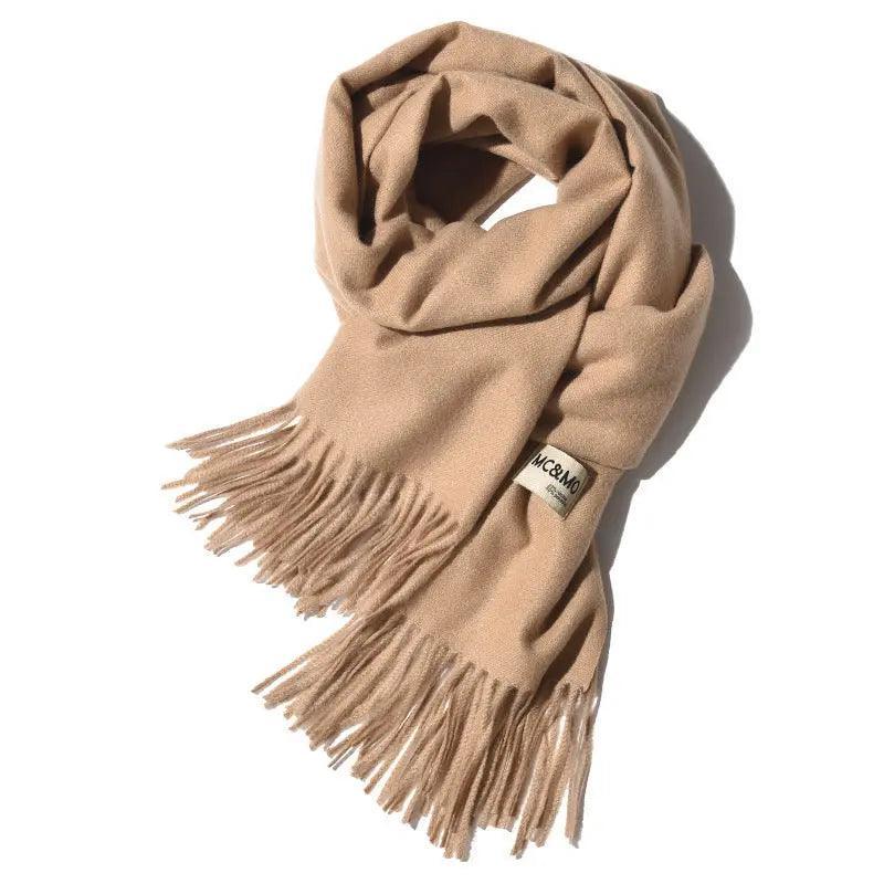 MAC049 Imitation Cashmere Solid Color Basic Tassel Scarf - Mariam's Collection