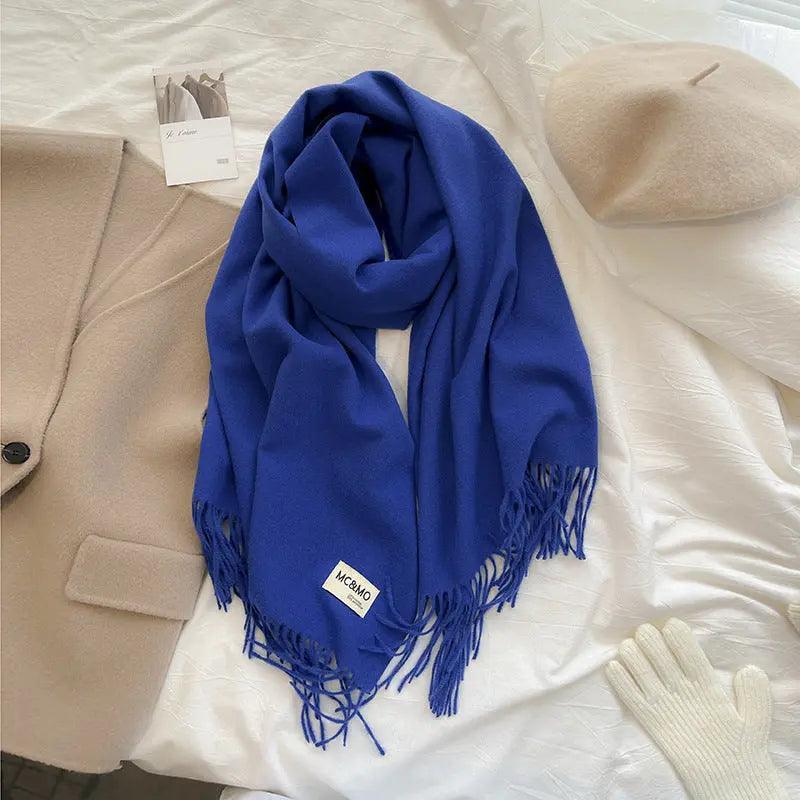 MAC049 Imitation Cashmere Solid Color Basic Tassel Scarf - Mariam's Collection