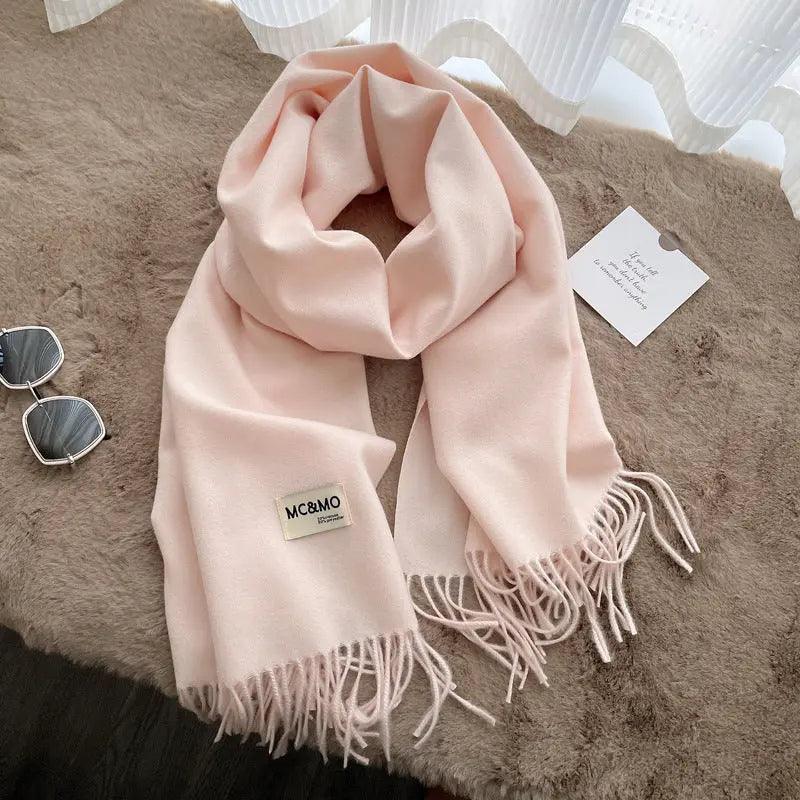 MAC049 Imitation Cashmere Solid Color Basic Tassel Scarf - Mariam's Collection