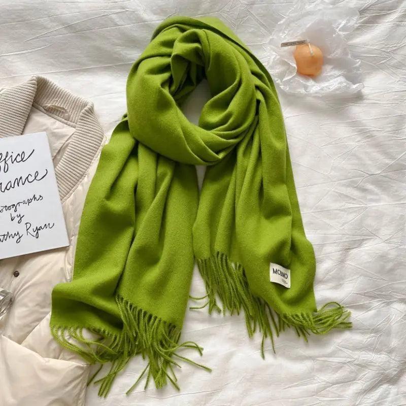 MAC049 Imitation Cashmere Solid Color Basic Tassel Scarf - Mariam's Collection