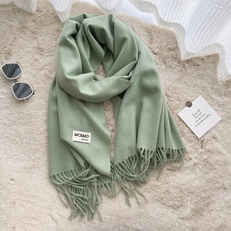 MAC049 Imitation Cashmere Solid Color Basic Tassel Scarf - Mariam's Collection