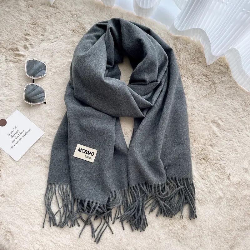 MAC049 Imitation Cashmere Solid Color Basic Tassel Scarf - Mariam's Collection