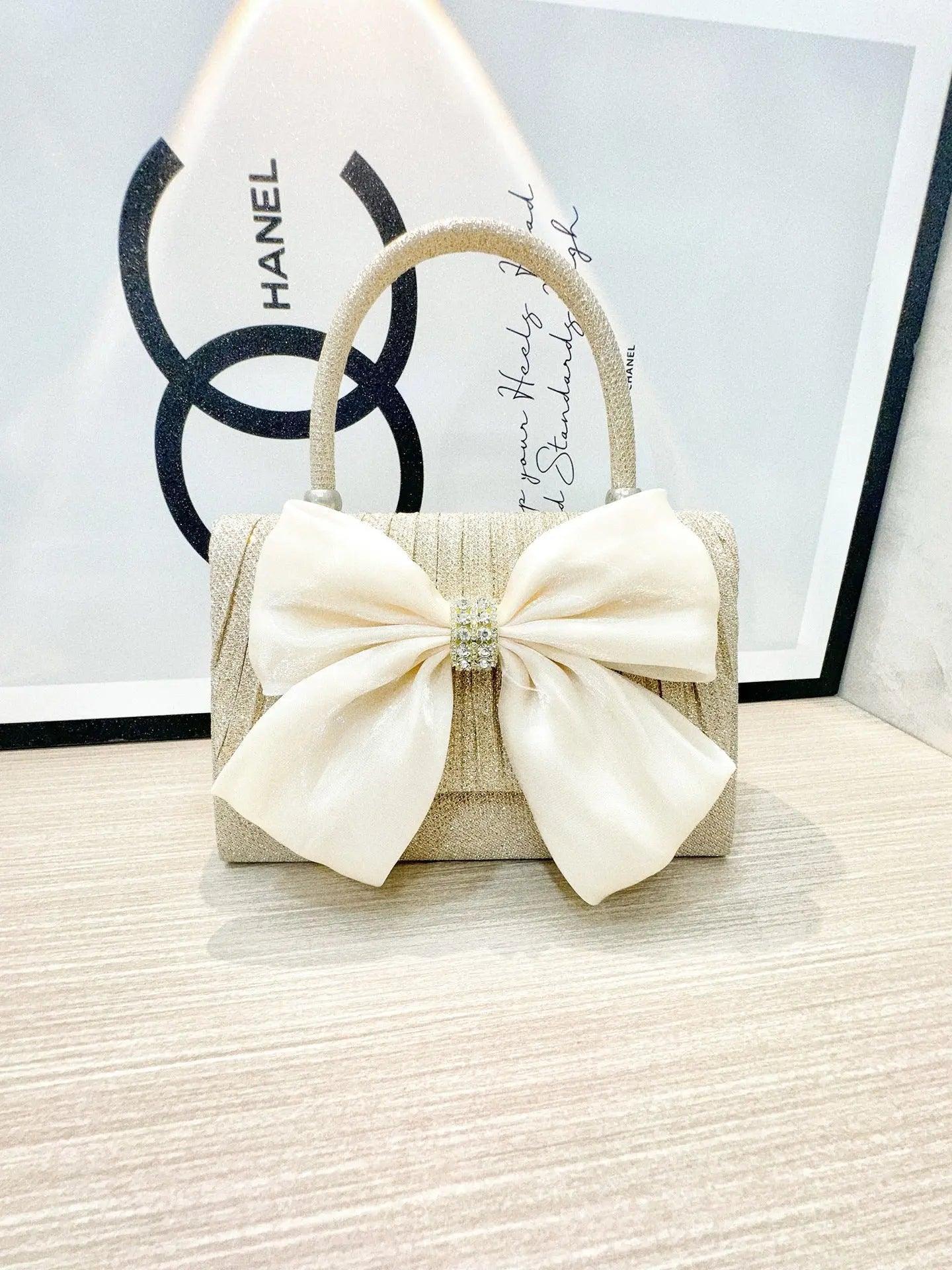 MAC060 White Bowknot Portable Shoulder Bag Big Bow Design Underarm Bags - Mariam's Collection