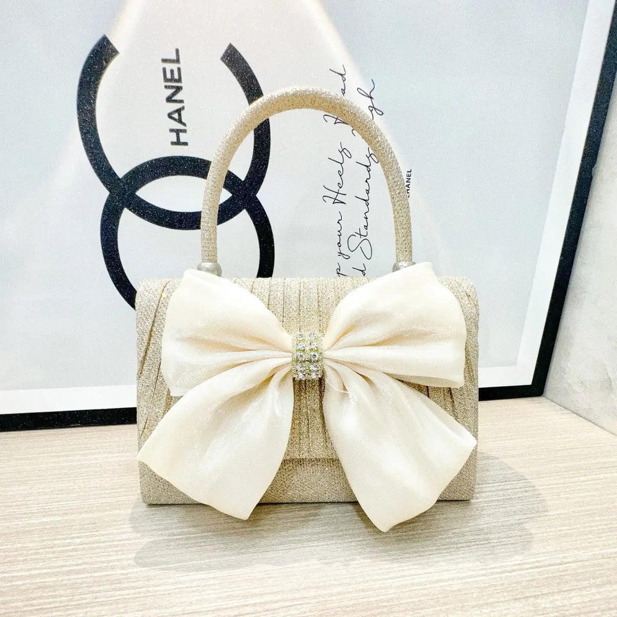 MAC060 White Bowknot Portable Shoulder Bag Big Bow Design Underarm Bags - Mariam's Collection