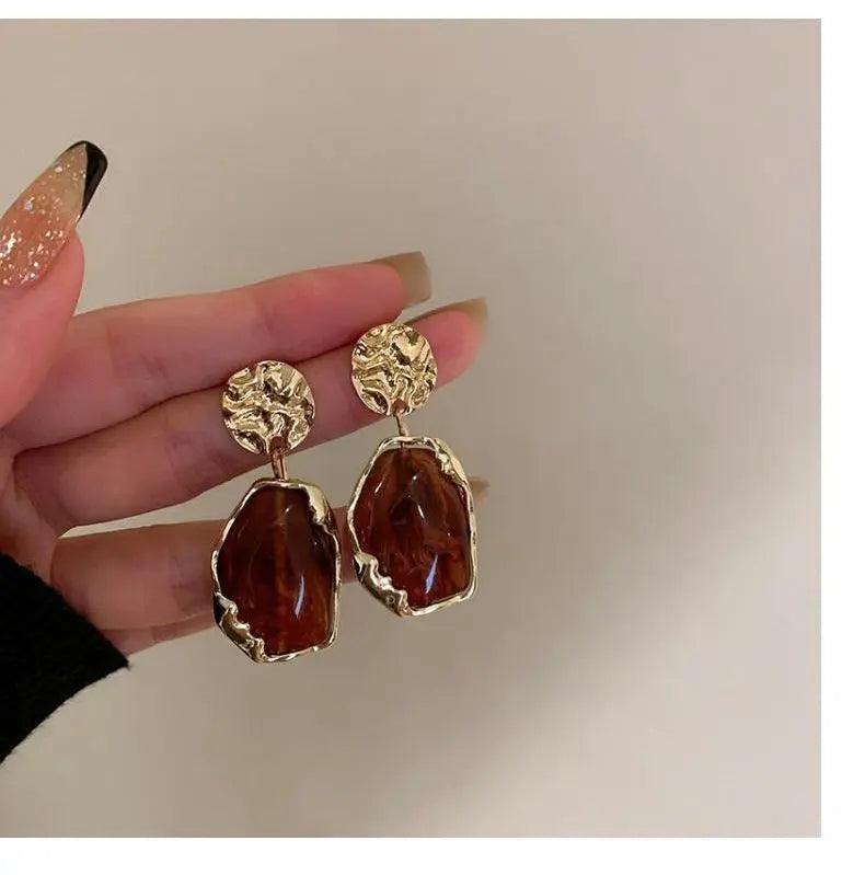 MAC065 Needle Pendant Vintage Geometry Acrylic Earrings - Mariam's Collection