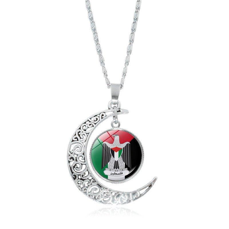 MAC077 Women's Versatile Silver Hollow Moon Pendant Necklace - Mariam's Collection