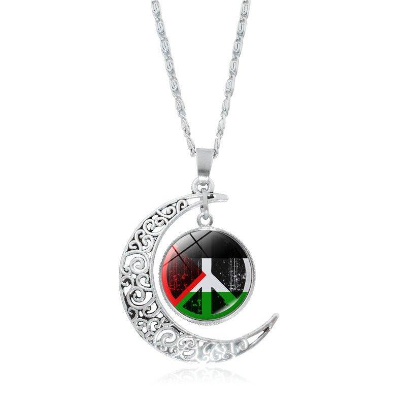 MAC077 Women's Versatile Silver Hollow Moon Pendant Necklace - Mariam's Collection