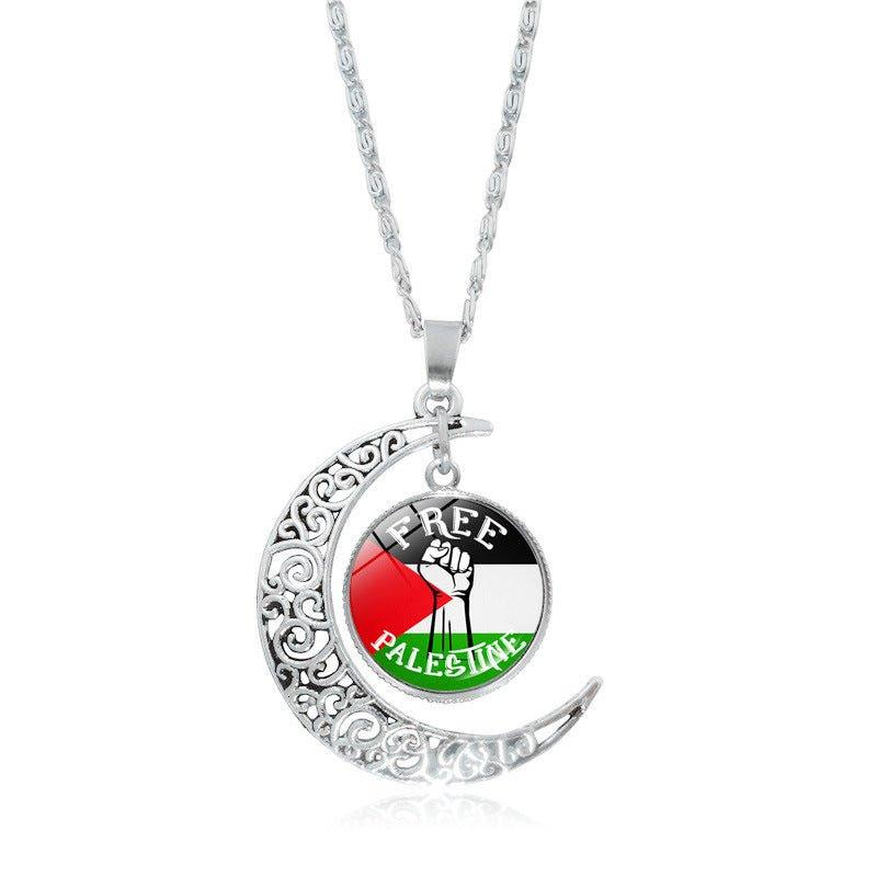 MAC077 Women's Versatile Silver Hollow Moon Pendant Necklace - Mariam's Collection