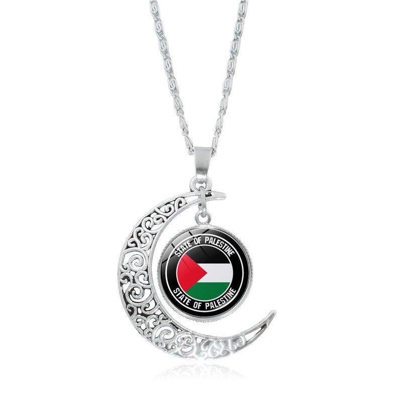 MAC077 Women's Versatile Silver Hollow Moon Pendant Necklace - Mariam's Collection