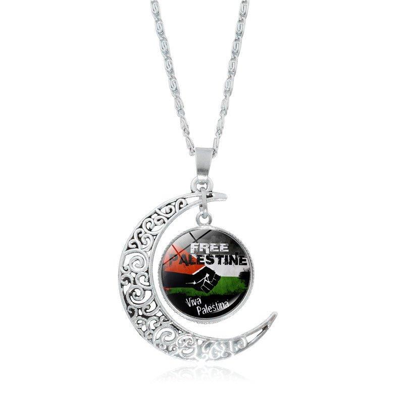 MAC077 Women's Versatile Silver Hollow Moon Pendant Necklace - Mariam's Collection