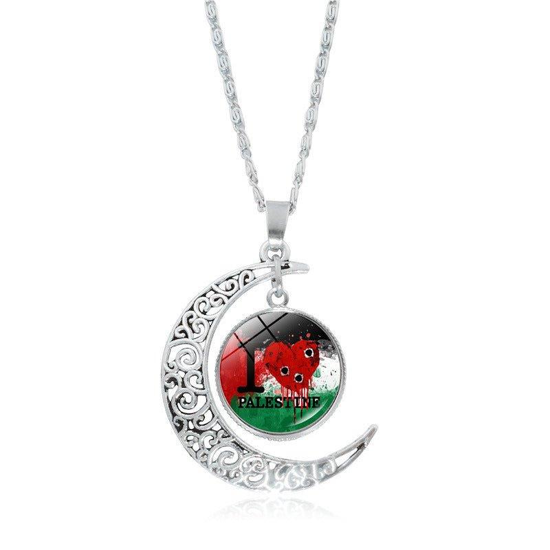 MAC077 Women's Versatile Silver Hollow Moon Pendant Necklace - Mariam's Collection