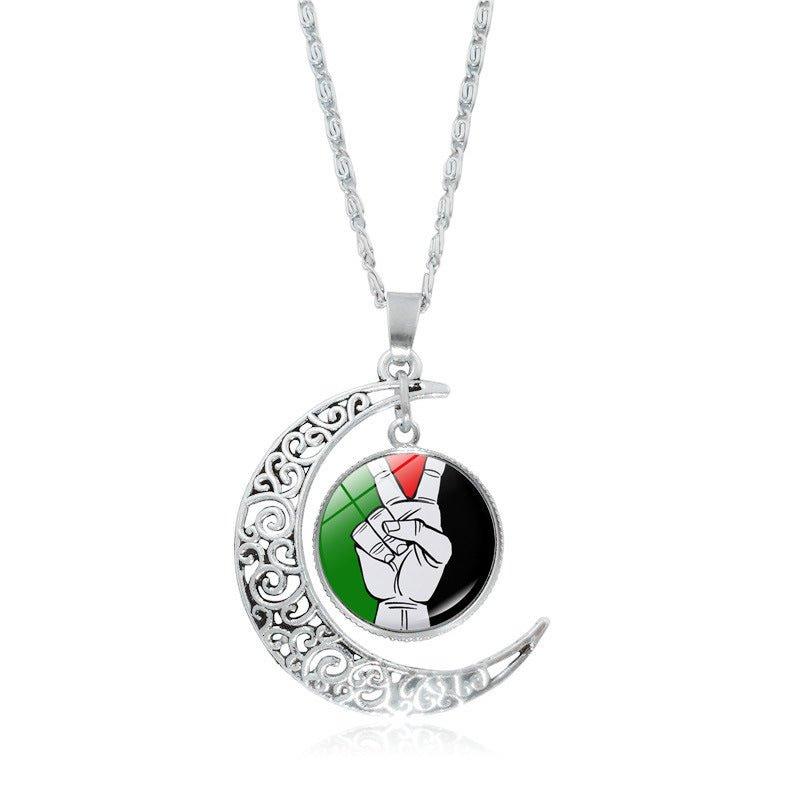 MAC077 Women's Versatile Silver Hollow Moon Pendant Necklace - Mariam's Collection