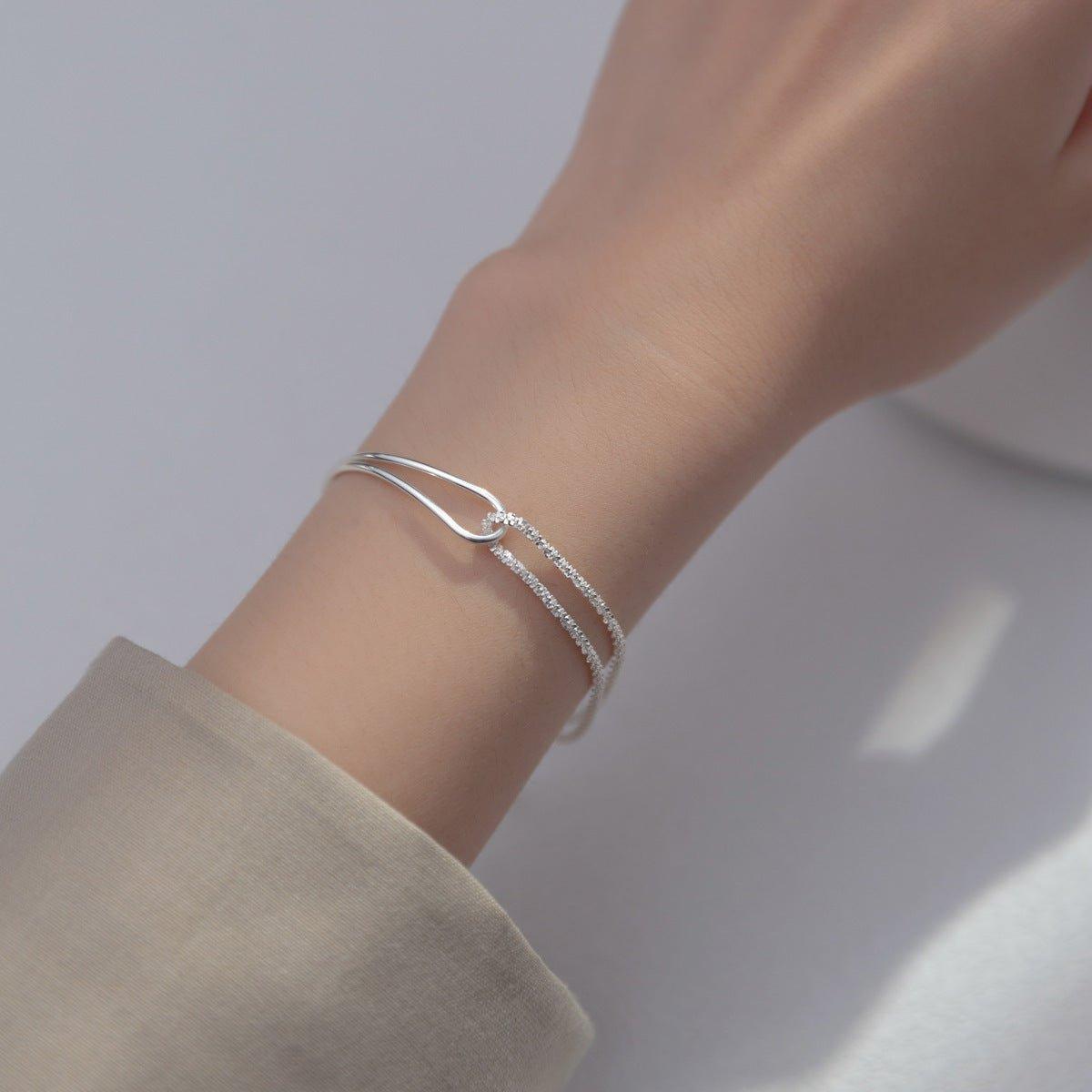 MAC089 Temperament And Personality Double - Layer Curved Tube Gypsophila Asymmetrical Bracelet - Mariam's Collection