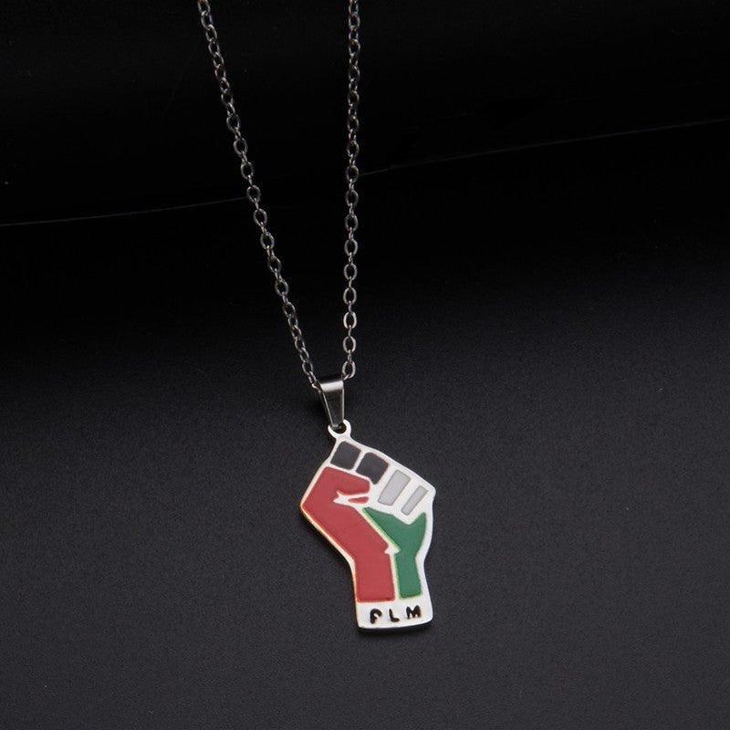 MAC100 Stainless Steel Vintage keffiyeh Palestine Map Pendant Necklace - Mariam's Collection