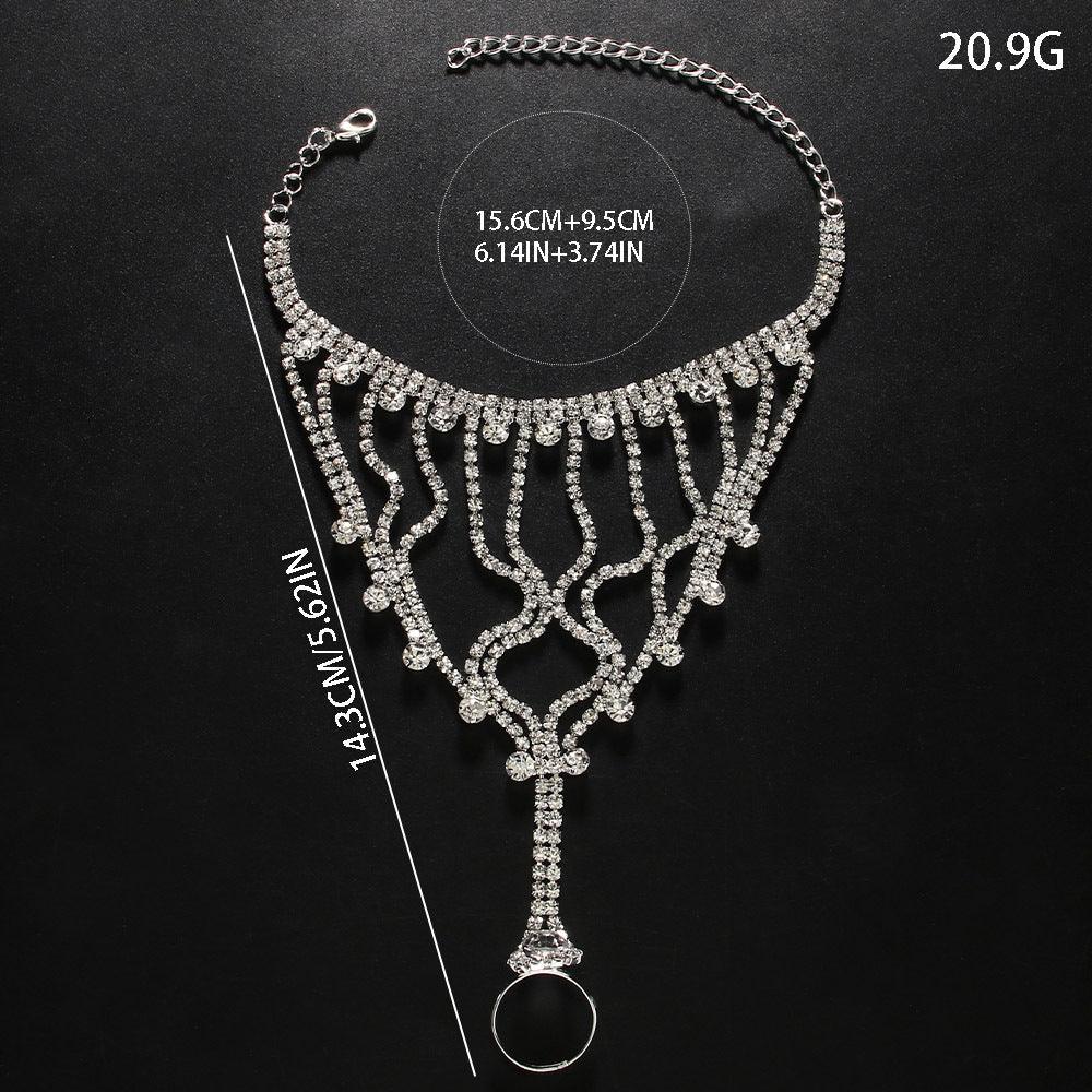 MAC118 Full Diamond Light Luxury Tassel Ring Bracelet - Mariam's Collection
