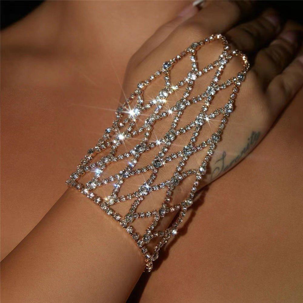 MAC119 Armani Mesh Rhinestone Temperament Mitt Bracelet - Mariam's Collection