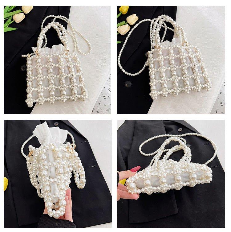 MAC125 Hollow Hand - woven Beaded Pearl Bag - Mariam's Collection