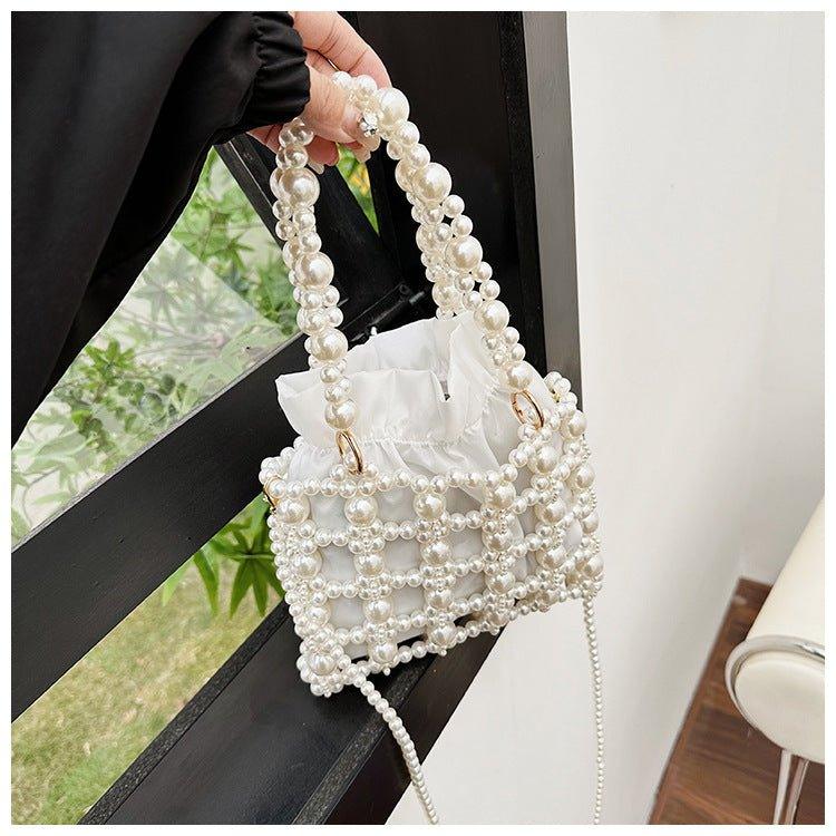 MAC125 Hollow Hand - woven Beaded Pearl Bag - Mariam's Collection