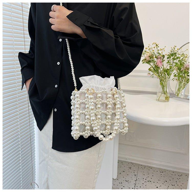 MAC125 Hollow Hand - woven Beaded Pearl Bag - Mariam's Collection