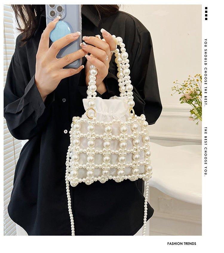 MAC125 Hollow Hand - woven Beaded Pearl Bag - Mariam's Collection