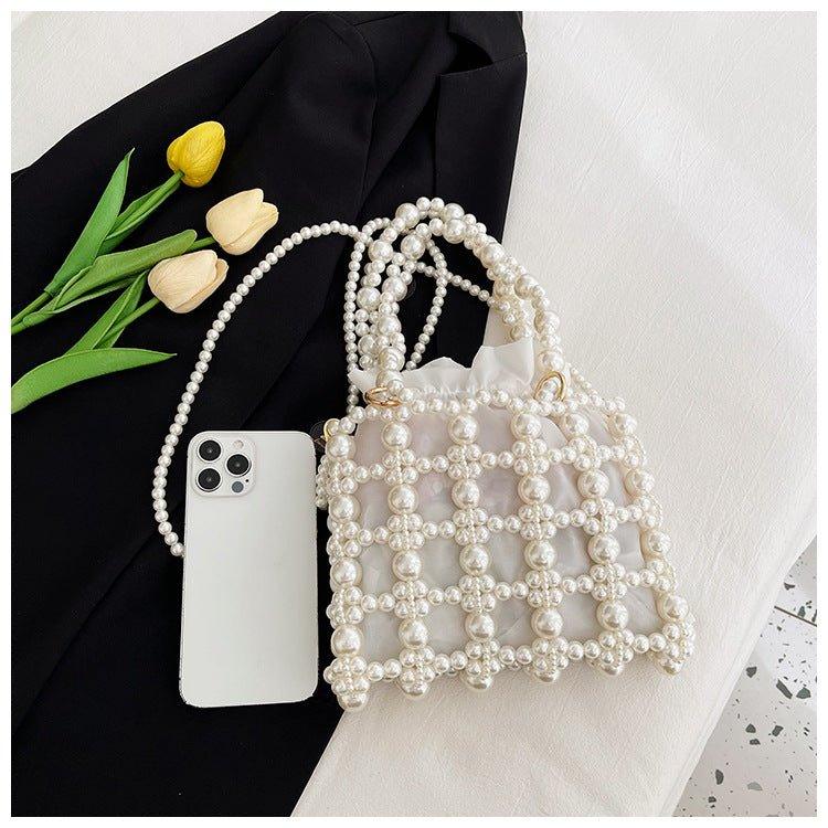 MAC125 Hollow Hand - woven Beaded Pearl Bag - Mariam's Collection