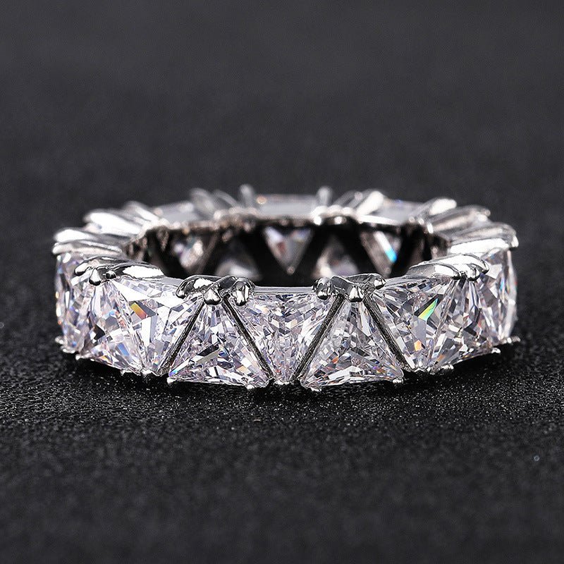 MAC161 Full - Circle Single - Row Triangular Zircon Ring - Mariam's Collection