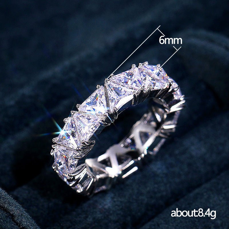 MAC161 Full - Circle Single - Row Triangular Zircon Ring - Mariam's Collection