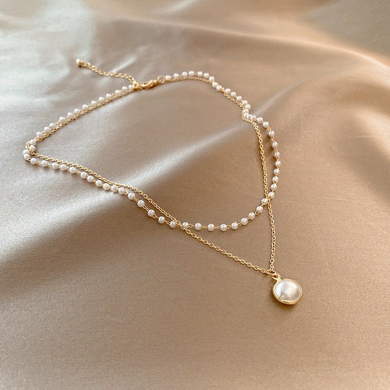 MAC174 Vintage Double Layered Pearl Necklace - Mariam's Collection