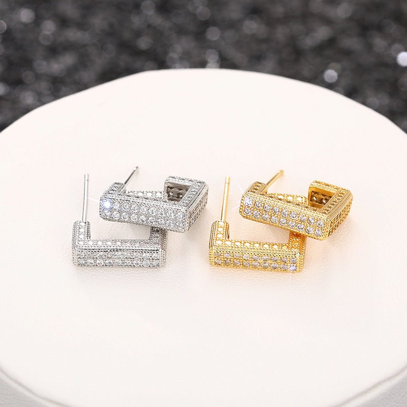 MAC190 Micropaved Diamond Super Flash Geometric High - End Earrings - Mariam's Collection