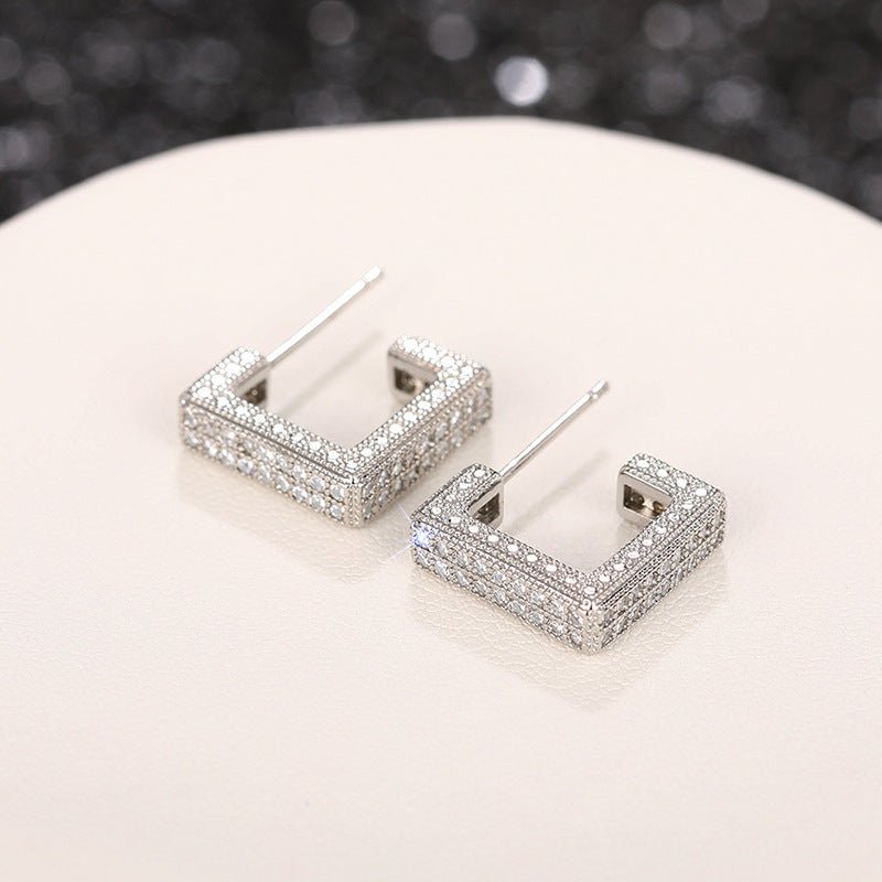 MAC190 Micropaved Diamond Super Flash Geometric High - End Earrings - Mariam's Collection