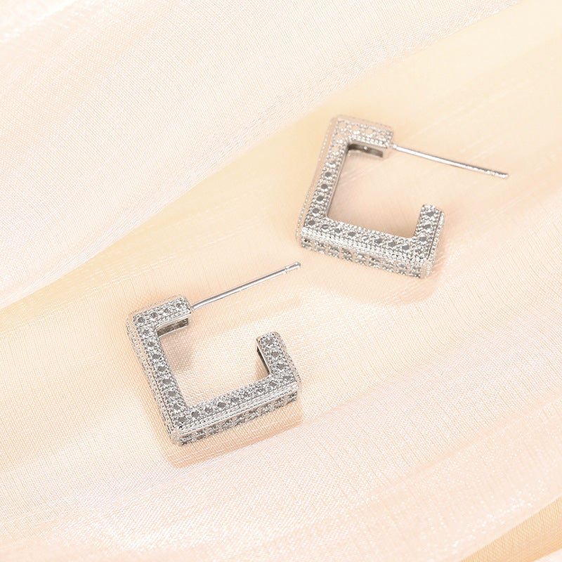 MAC190 Micropaved Diamond Super Flash Geometric High - End Earrings - Mariam's Collection