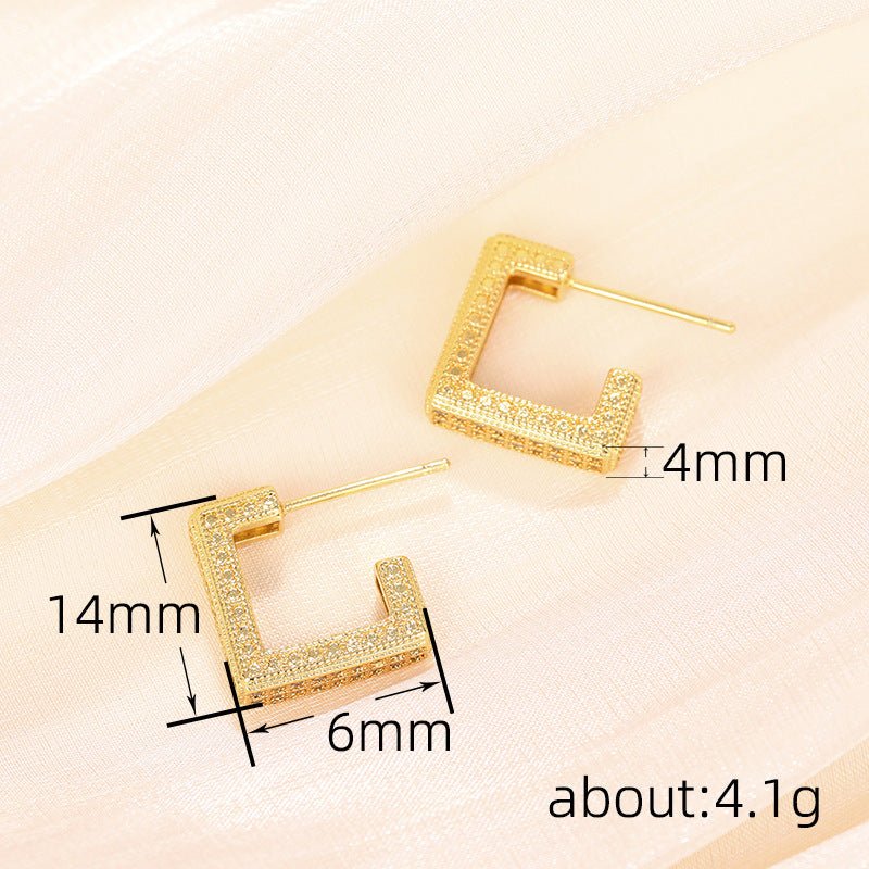 MAC190 Micropaved Diamond Super Flash Geometric High - End Earrings - Mariam's Collection