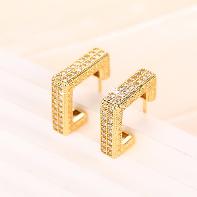 MAC190 Micropaved Diamond Super Flash Geometric High - End Earrings - Mariam's Collection