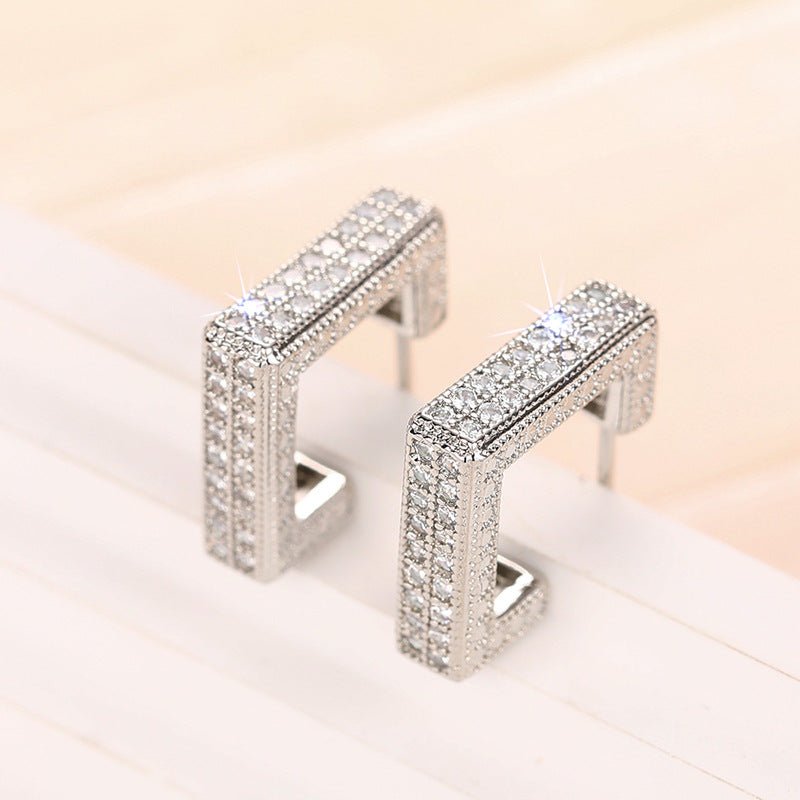 MAC190 Micropaved Diamond Super Flash Geometric High - End Earrings - Mariam's Collection