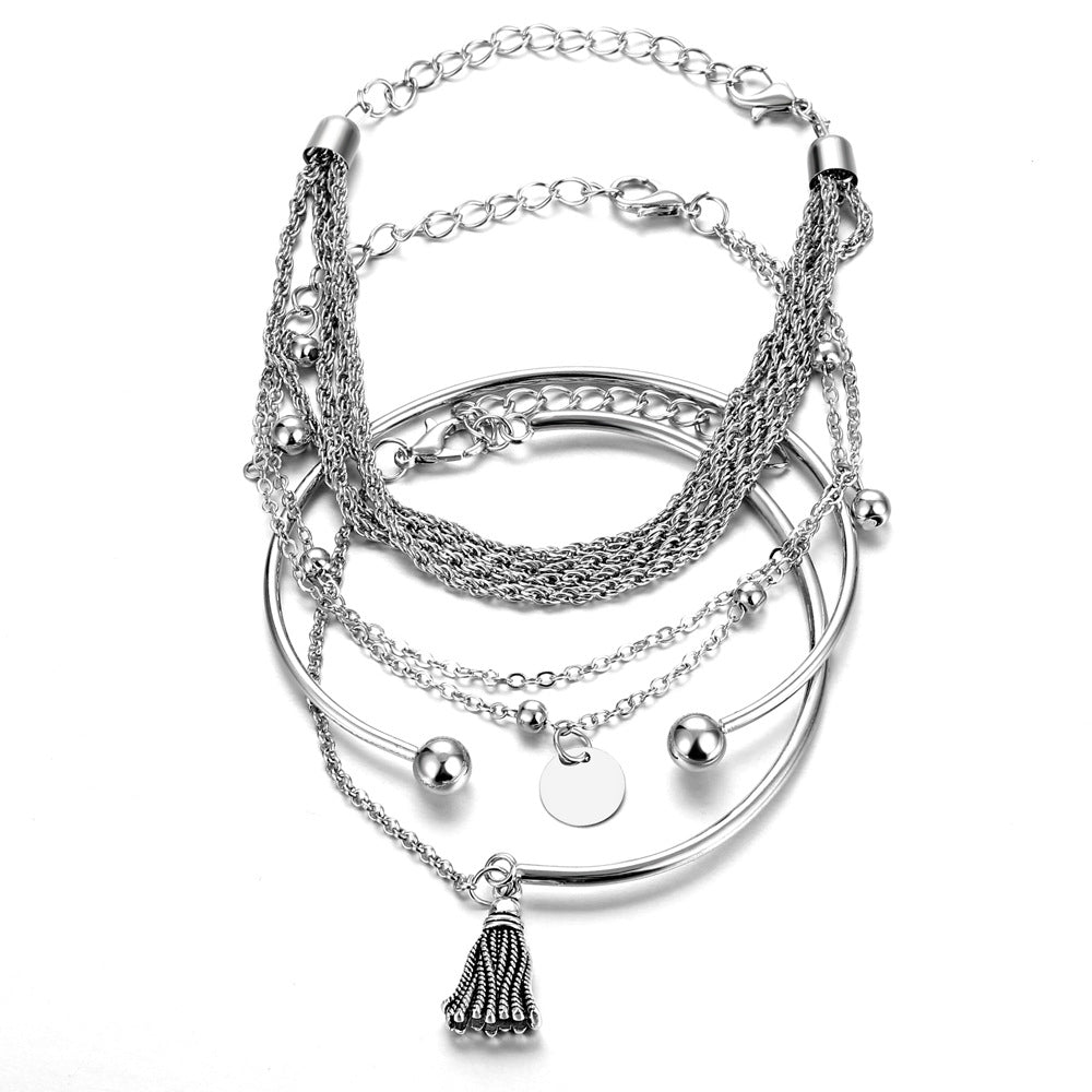 MAC204 Silver Glossy Tassel Bracelet - Mariam's Collection