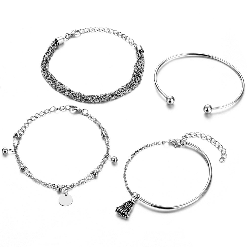 MAC204 Silver Glossy Tassel Bracelet - Mariam's Collection