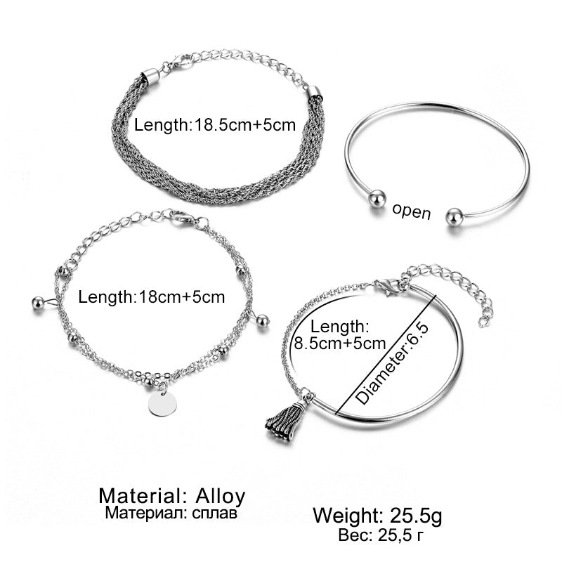 MAC204 Silver Glossy Tassel Bracelet - Mariam's Collection