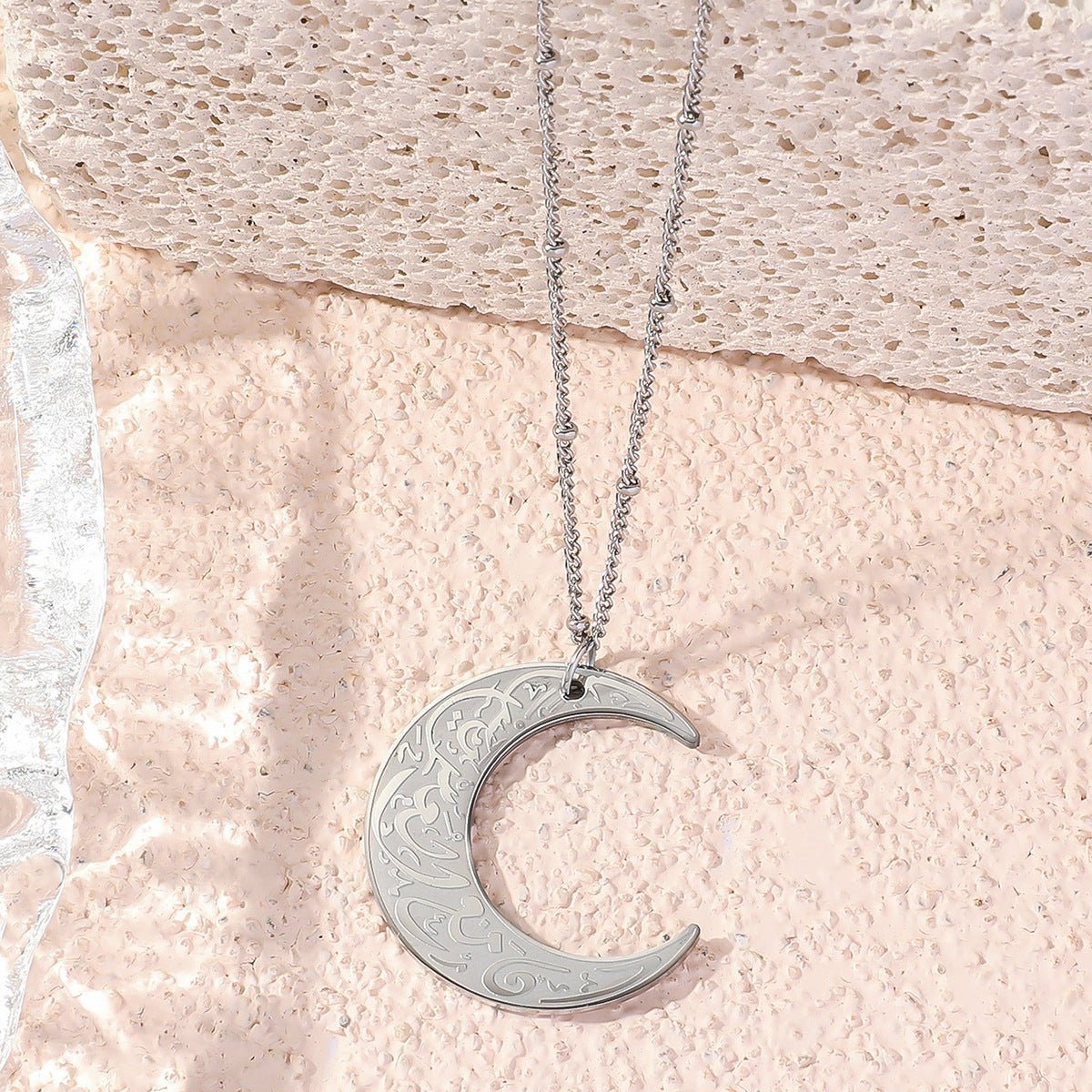 MAC218 Simple Moon Titanium Steel Clavicle Chain Necklace (With gift box) - Mariam's Collection