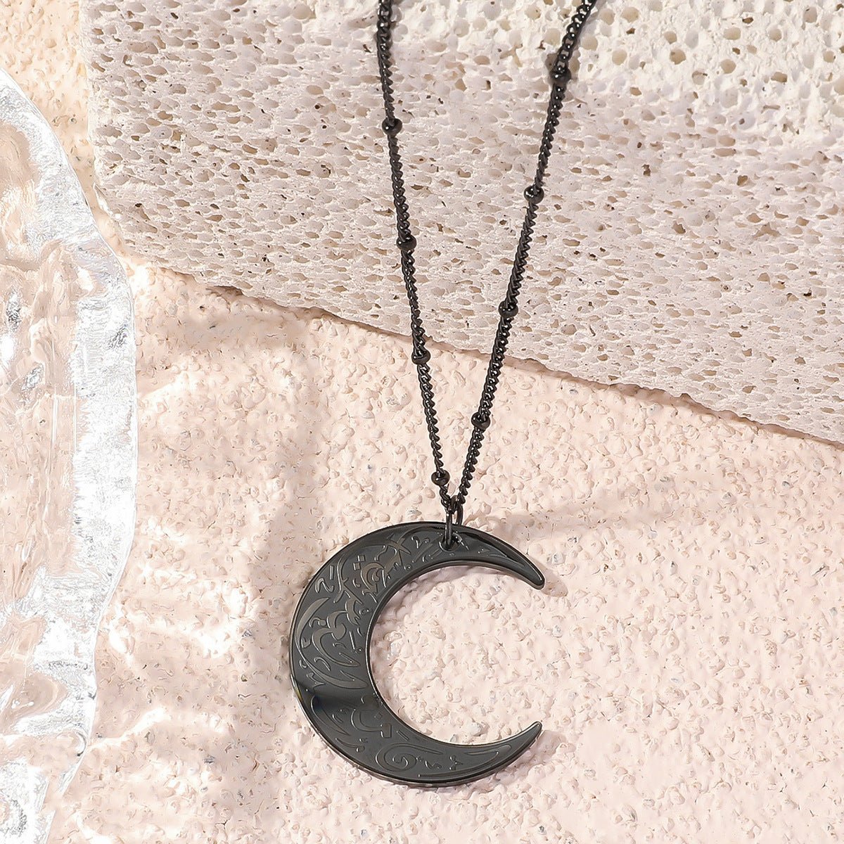 MAC218 Simple Moon Titanium Steel Clavicle Chain Necklace (With gift box) - Mariam's Collection