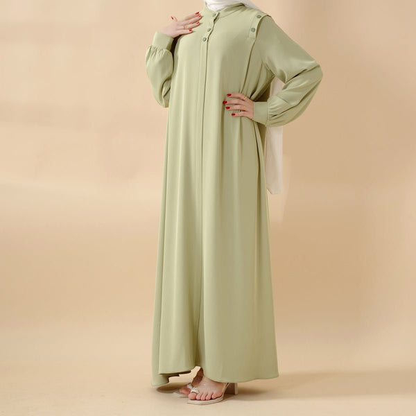 Macaron Color Shoulder Button Pullover Abaya (MA083) - Mariam's Collection