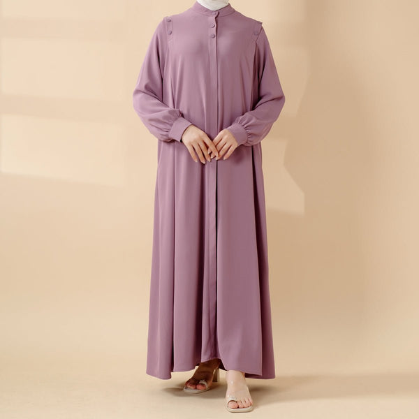 Macaron Color Shoulder Button Pullover Abaya (MA083) - Mariam's Collection