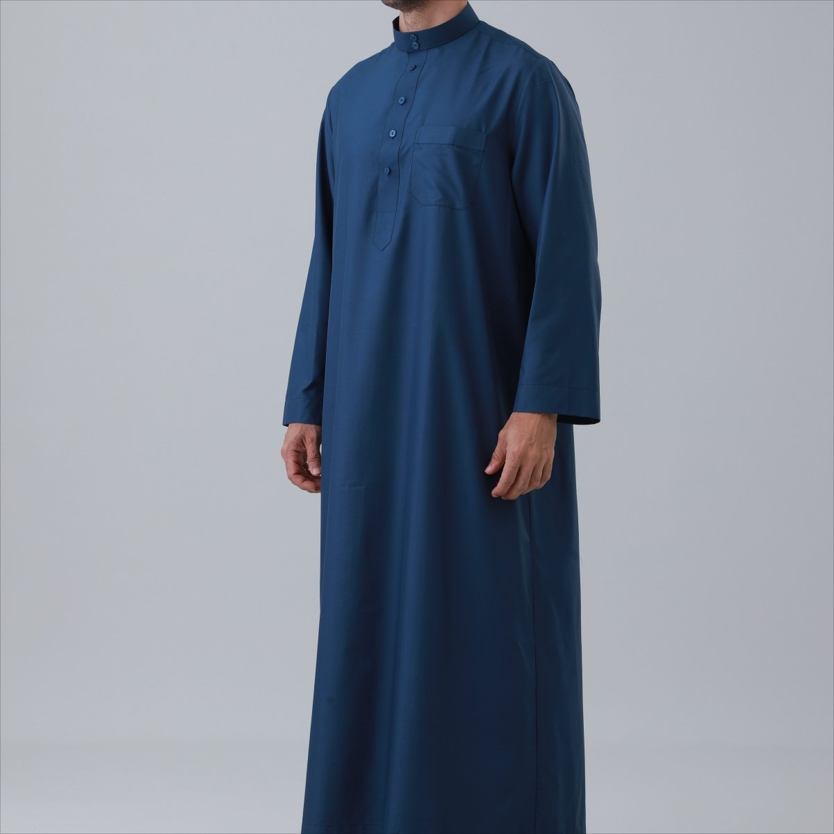 Men's Solid Color Thobe with Button Placket (MT036) - Mariam's Collection