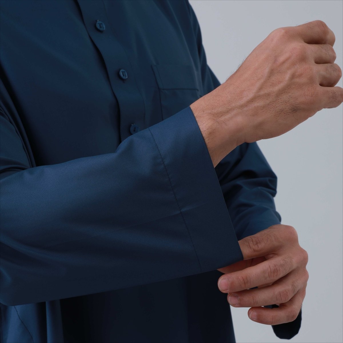 Men's Solid Color Thobe with Button Placket (MT036) - Mariam's Collection