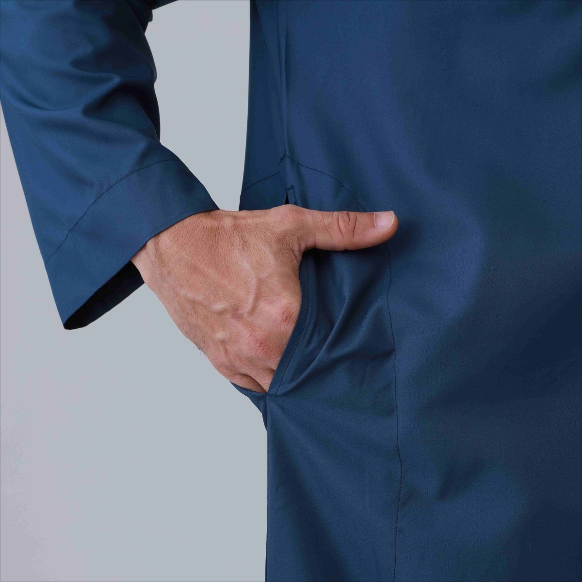 Men's Solid Color Thobe with Button Placket (MT036) - Mariam's Collection