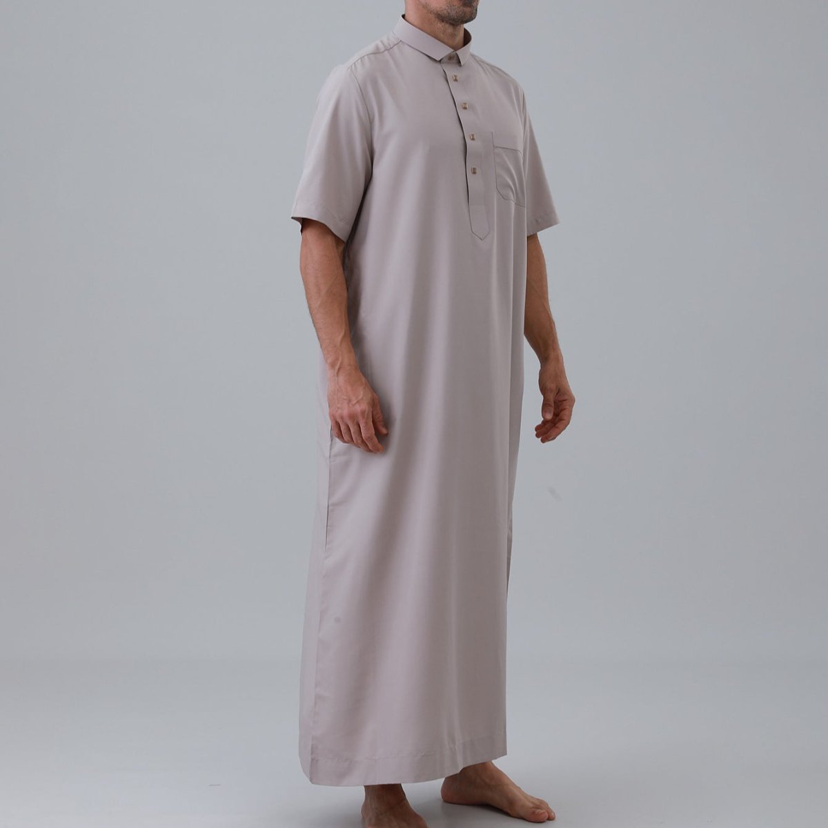 Men's Solid Color Thobe with Button Placket (MT038) - Mariam's Collection