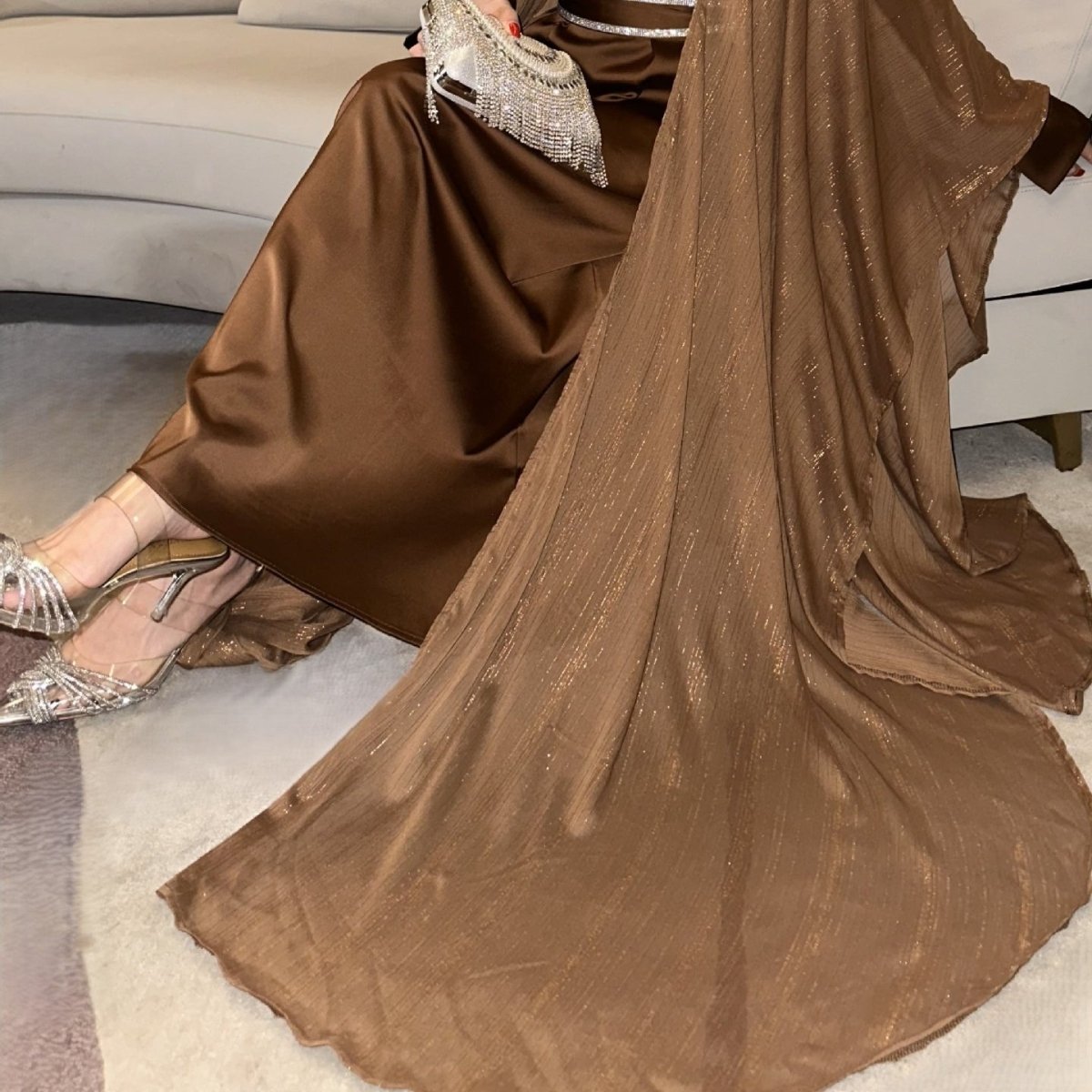 Metallic Thread Abaya Set(MOA260) - Mariam's Collection