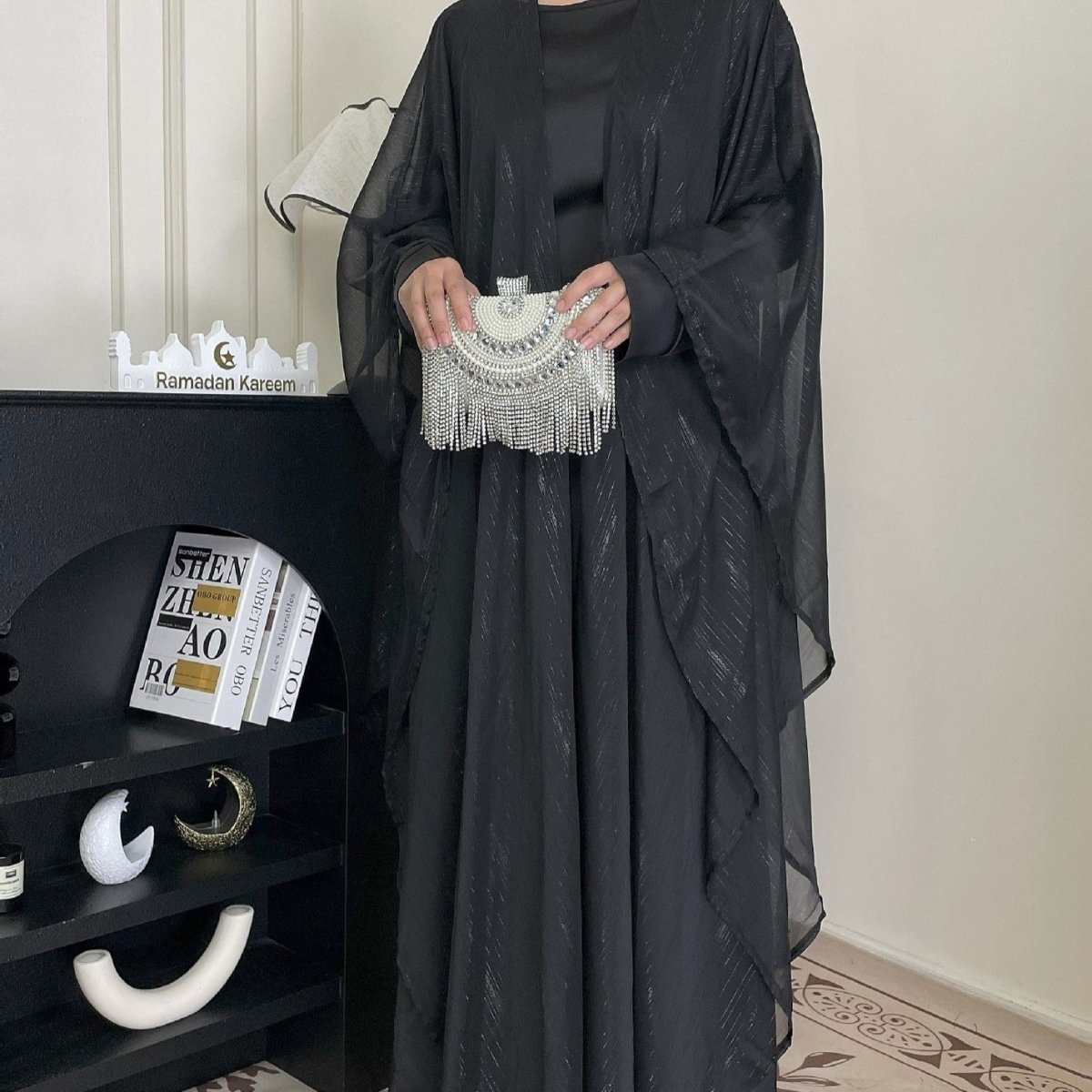 Metallic Thread Abaya Set(MOA260) - Mariam's Collection