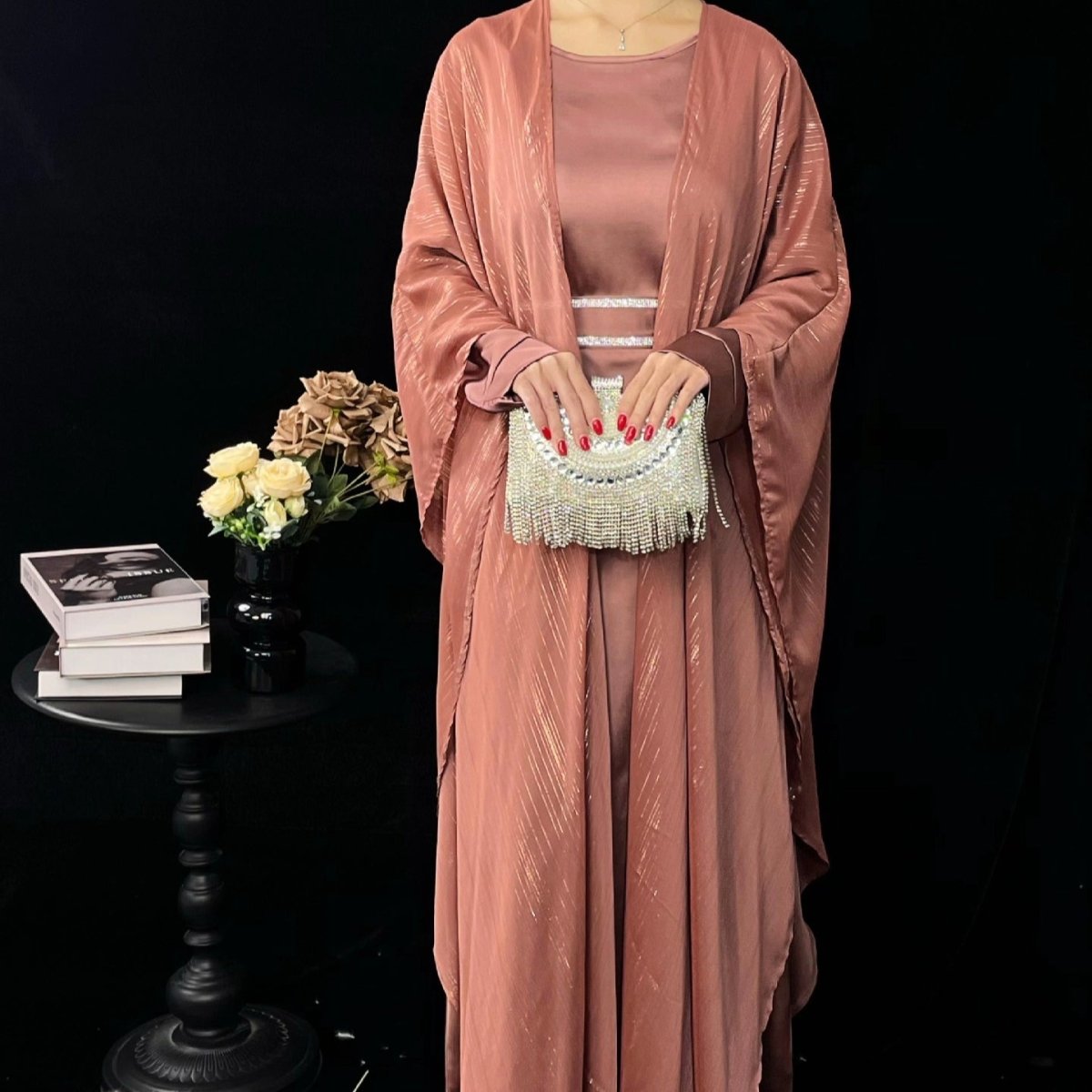 Metallic Thread Abaya Set(MOA260) - Mariam's Collection